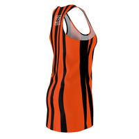 ThatXpression Fashion Black Orange Enlarged Cincinnati Print Racerback Dress