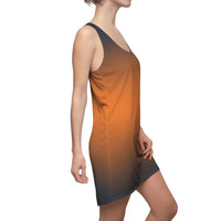 ThatXpression Fashion B2S Orange Blue Designer Tunic Racerback Dress