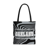 ThatXpression Gym Fit Multi Use Oakland Throw Back Themed Swirl Black Gray Tote bag