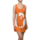 ThatXpression Spooky Friendly Ghost Orange Pumpkin Halloween Racerback Dress