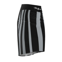 ThatXpression Fashion Black Gray Striped Themed Women's Pencil Skirt 1YZF2