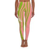 ThatXpression Fashion Savage Pink & Green Striped Spandex Leggings