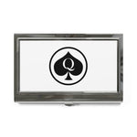 Queen Of Spades Black White Polished Business Card Holder