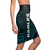 ThatXpression Eagles Black Green Themed Fan Fitted Pencil Skirt 1YZF2