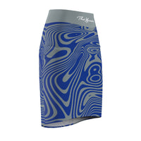 ThatXpression Fashion Swirl Blue Gray Women's Pencil Skirt 7X41K