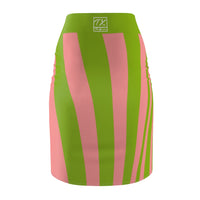 ThatXpression Fashion Pink Green Striped Women's Pencil Skirt 7X41K