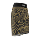ThatXpression Fashion Swirl Black Gold Women's Pencil Skirt 7X41K