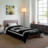 Train Hard And Takeover Affirmation Sports Gym Fitness Black(CF7) Comforter