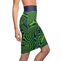 ThatXpression Fashion Swirl Navy Green Women's Pencil Skirt 7X41K