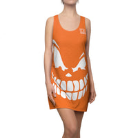 ThatXpression Spooky Evil Grin Snarl Orange Pumpkin Halloween Racerback Dress