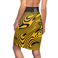 ThatXpression Fashion Swirl Black Yellow Women's Pencil Skirt 7X41K