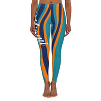 ThatXpression Fashion Navy Teal Stripe Miami Spandex Leggings