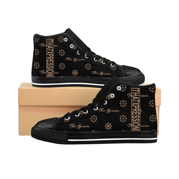 ThatXpression Fashion's Elegance Collection Black and Tan Men's High-top Sneakers
