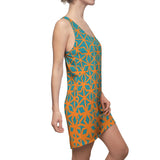 ThatXpression Fashion B2S Orange Teal Designer Tunic Racerback Dress