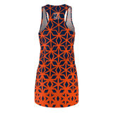 ThatXpression Fashion B2S Orange Navy Designer Tunic Racerback Dress