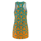 ThatXpression Fashion B2S Orange Teal Designer Tunic Racerback Dress