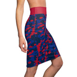 ThatXpression Fashion Red Navy Blue Camouflaged Women's Pencil Skirt 7X41K