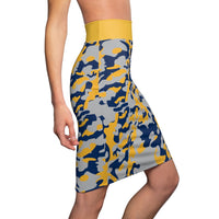ThatXpression Fashion Yellow Navy Camouflaged Women's Pencil Skirt 5TMP1
