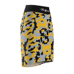 ThatXpression Fashion Yellow Black Camouflaged Women's Pencil Skirt 5TMP1