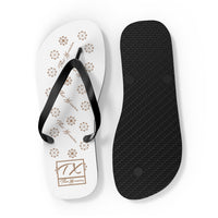 ThatXpression Fashion's TX2 Elegance Collection White and Tan Designer Unisex Flip Flops