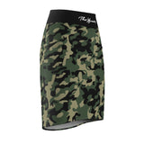 ThatXpression Fashion Green Tan Black Camouflaged Women's Pencil Skirt 1YZF2