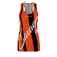 ThatXpression Fashion Black Orange Enlarged Savage Print Racerback Dress