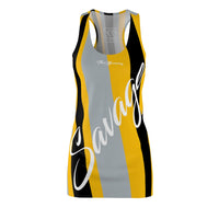 ThatXpression Fashion Black Yellow Gray Enlarged Savage Striped Racerback Dress