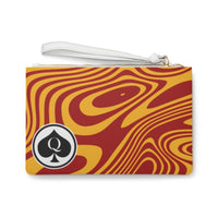 Queen Of Spades Collection Gold Red Swirl Clutch Bag