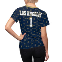 ThatXpression Elegance Women's Navy Gold Los Angeles S12 Designer T-Shirt