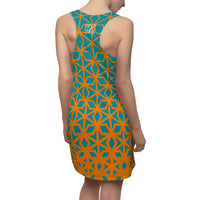 ThatXpression Fashion B2S Orange Teal Designer Tunic Racerback Dress