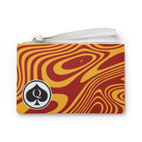 Queen Of Spades Collection Gold Red Swirl Clutch Bag