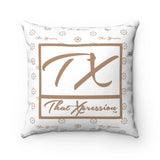 ThatXpression Fashion TX White and Tan Designer Square Pillow Case
