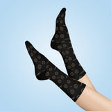 ThatXpression Fashion's Elegance Collection Black and Tan Crew Socks