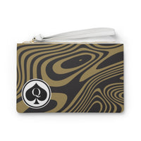 Queen Of Spades Collection Black Gold Clutch Bag