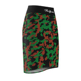ThatXpression Fashion Brown Green Camouflaged Women's Pencil Skirt 1YZF2