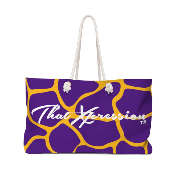 ThatXpression Fashion Stylish Purple Gold Cobble Pattern Weekender Bag R27KB