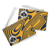 Queen Of Spades Collection Navy Gold Clutch Bag