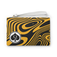 Queen Of Spades Collection Black Gold Clutch Bag