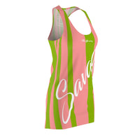 ThatXpression Fashion Pink Green Enlarged Savage Striped Racerback Dress