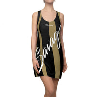 ThatXpression Fashion Black Gold Enlarged Savage Print Racerback Dress