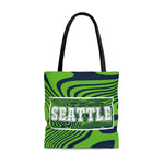 ThatXpression Gym Fit Multi Use Seattle Themed Swirl Navy Green Tote bag H4U2