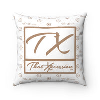 ThatXpression Fashion TX White and Tan Designer Square Pillow