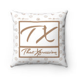 ThatXpression Fashion TX White and Tan Designer Square Pillow