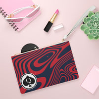 Queen Of Spades Collection Navy Red Clutch Bag