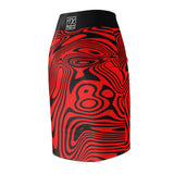 ThatXpression Fashion Swirl Black Red Women's Pencil Skirt 7X41K