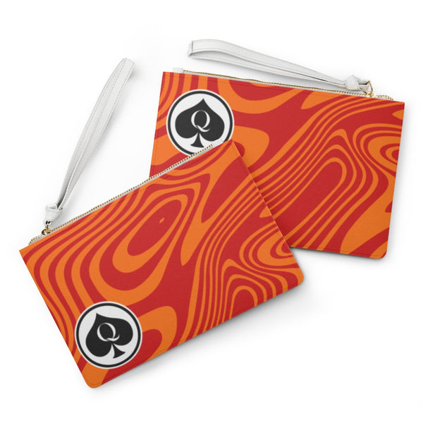 Queen Of Spades Collection Red Orange Clutch Bag