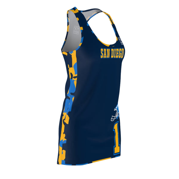 ThatXpression Fashion San Diego Home Team Camo Racerback Jersey Dress