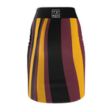 ThatXpression Fashion Maroon Black Striped Themed Women's Pencil Skirt 1YZF2