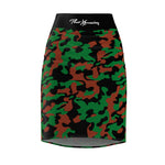 ThatXpression Fashion Brown Green Camouflaged Women's Pencil Skirt 1YZF2