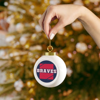 Braves Red Blue Festive Christmas Ball Ornament With Ribbon